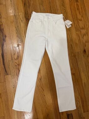 MOTHER White High-Rise rider ankle